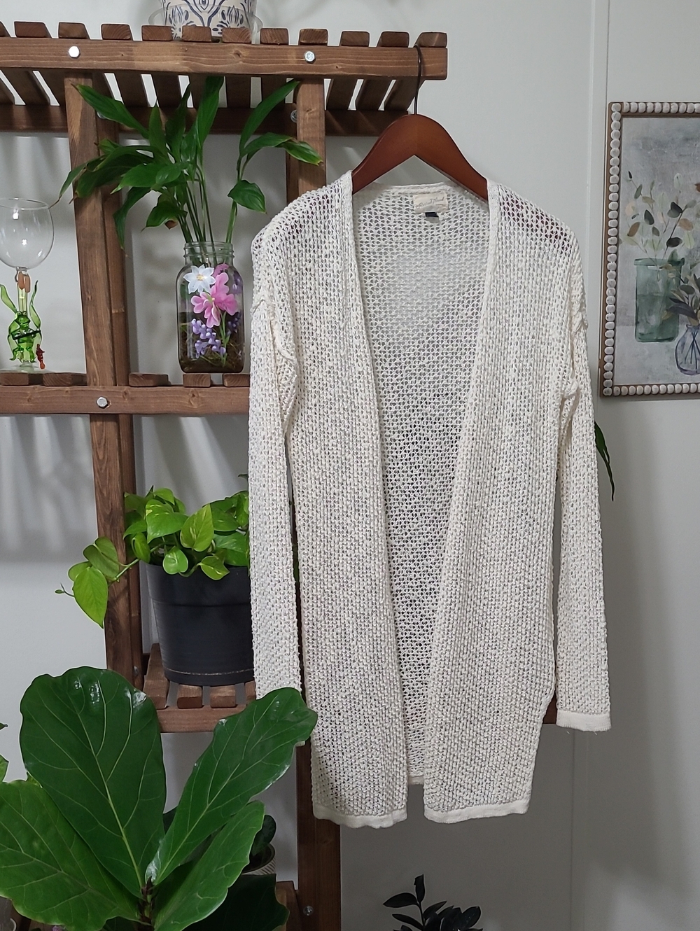 Cream Open Knit Cardigan